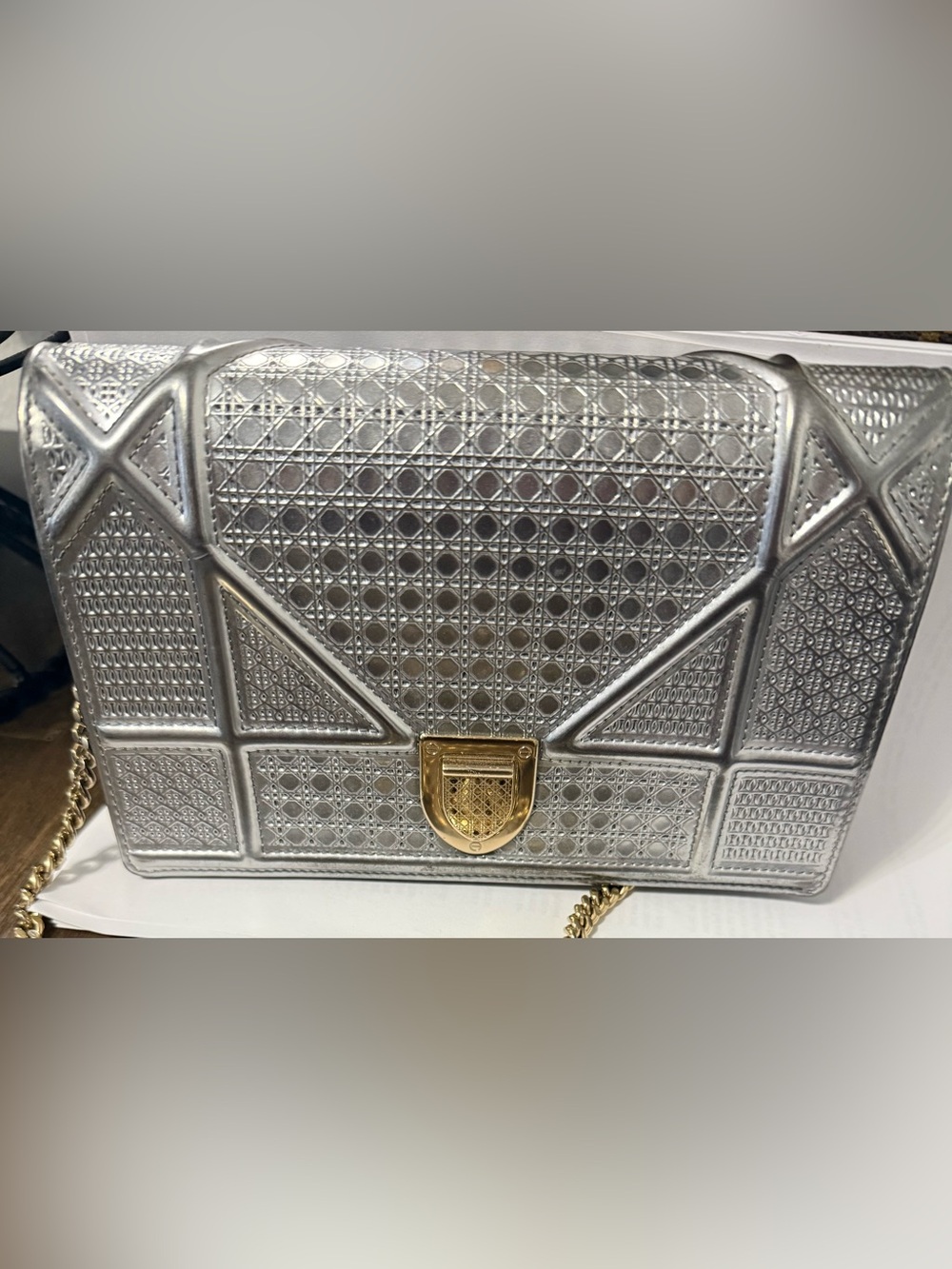 Dior Diorama Bag Silver With Gold Hardware